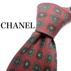 【極美品】 CHANEL 小紋柄 ネクタイ レッド お洒落 綺麗め