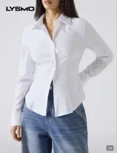 shein LYSMO 長袖シャツ ホワイト