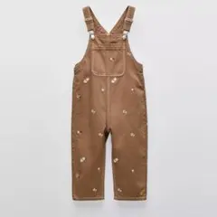 ZARA ブラウン刺繍オーバーオール サロペット