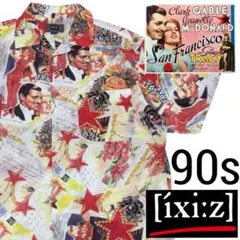 90s ixi:z イクシーズ アロハシャツ ムービー ポスター 映画 総柄 Mのサムネイル