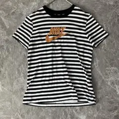 NIKE ボーダーTシャツ L ロゴ 黒白