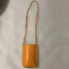 GANNI オレンジレザーショルダーバッグ