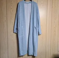 ☆MACPHEE コットンポリエステルスウェットロングカーディガン ライトブルー