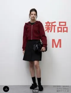 GU ボックスプリーツスカート　ミニスカート　プリーツ　ミニ　ブラック　黒　M