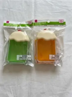 【匿名配送】ダイソー ケースキーホルダー フロート　クリームソーダ 緑、オレンジ
