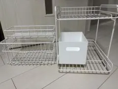 ホワイト スチール 収納ラック 収納ボックス