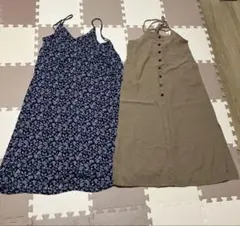 ワンピース　キャミソール　調節可能　ペイズリー柄　ネイビー　茶色　理念