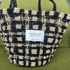 美品✨ beautiful people チェック カゴバッグ abacaのサムネイル