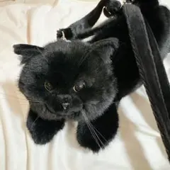 猫型ショルダーバッグ 黒 黒猫