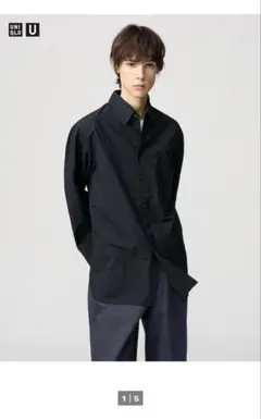 【完売品】UNIQLO Uロングオーバーサイズシャツ　ブラック　Mサイズ