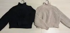 ハイネック クロップドニットセーター 2色セット