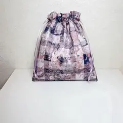 リバティ マチなし巾着❤︎アーカイブギンガム モーブカラー❤︎