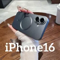 iPhone16スマホケース　MagSafeマグセーフ　レンズ保護　グレー