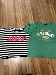 ANAP ボーダーTシャツ　ラブトキ　緑のTシャツ150センチ