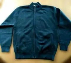 ダークブルー ジップアップ ニットジャケット