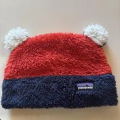 patagonia ポンポン付き帽子 赤青