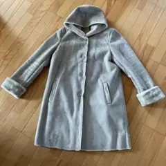 m.f.editorial フェイク ムートンコート グレー フード付き