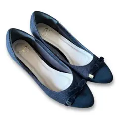 【未使用】SAVOY サボイ リボン ニット スエード パンプス ブラック 黒