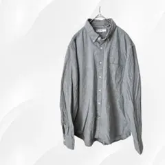 【チャオパニック】メンズ　シャツ　長そで　グレー　　襟ボタン　サイズL