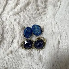 青いイヤリング　2点セット