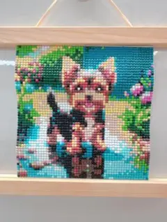 いぬ好きな方に是非★完成品・ダイヤモンドアートインテリア絵画　ヨークシャーテリア
