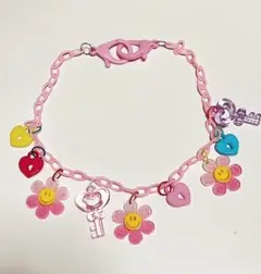 ハンドメイド フラワー＆ハート ネックレス　韓国ビーズ