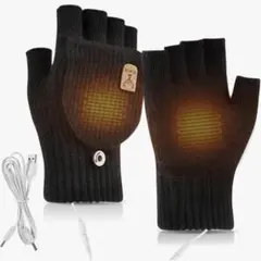 新品⭐️電熱グローブ❣️指出し 2WAY ヒーター付き 手袋 USB給電 男女兼用のサムネイル