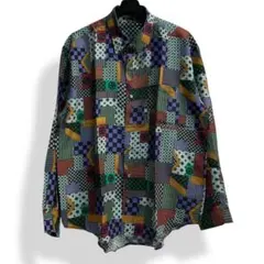 美品 VINTAGE シルクシャツ 90s 個性派 クレイジーパターン レトロ