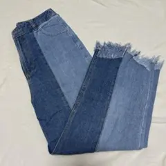 デニム グラデーション ワイドレッグパンツ