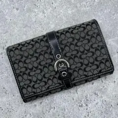 コーチ coach ミニ財布 コンパクトウォレット 小さめ ミニシグネチャー 黒
