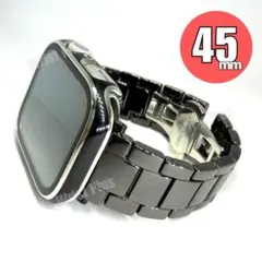 Apple Watch セラミックバンド＋ケース ブラックシルバー45mmカバー