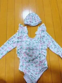 キッズ 女の子 水着帽子付セット 120
