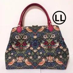 ハンドメイドバッグLL(ウィリアムモリス　ストロベリーシーフ)青地