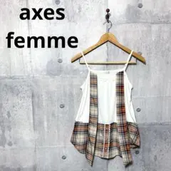 axes femme チェック切替 フロントリボンキャミソール Mのサムネイル