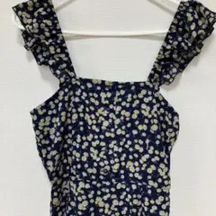 花柄 オールインワン　サロペット ツナギ Mサイズ