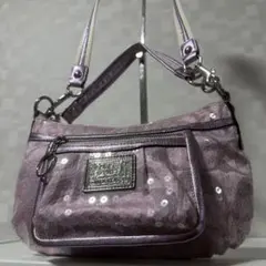 COACH コーチ ハンドバッグ スパンコール ポピー ブルー 15381 - メルカリ