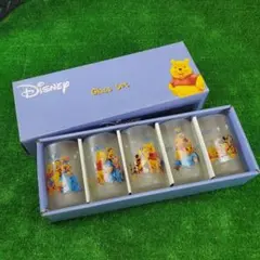ディズニー プーさん グラス 5個セット すりガラス風 新品 まとめ売り