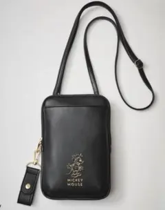 ミッキーマウス エンボスショルダーバッグ ブラック