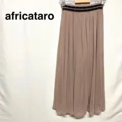 africataro フレアスカート レースシルエット ロング丈 ウエストゴム