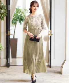 着用画有 ニアナ niana 刺繍レース切替プリーツ ドレス およばれドレス