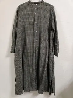 しまむら　ワンピース　ノーカラー　グレー　チェック　Ｌサイズ