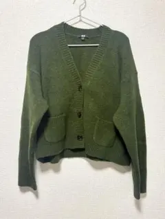 UNIQLO スフレヤーンショートカーディガン　Olive