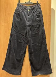 【値下げ】コーデュロイ ワイドパンツ ダークネイビー