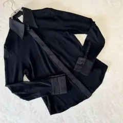 iCB アイシービー　レディース　異素材長袖シャツ　トップス　ブラック　M