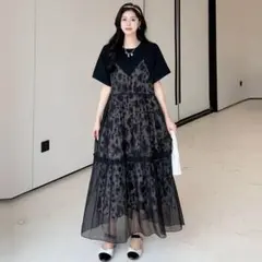 夏にぴったり❤️レース付きロングワンピース　女子会デートコーデに最適