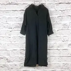 z2414:ANTIQULOTHES 長袖ロングワンピース　ブラック　黒　F