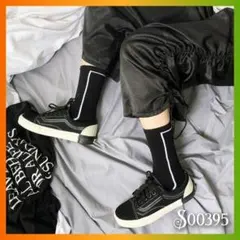 【大人気】ラインソックス 黒 白 韓国 ストリート 脚長 レディース