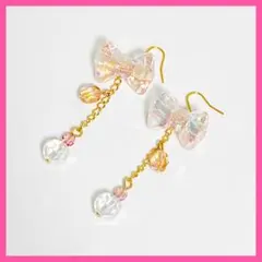 No.005 ハンドメイド　ピアス　イヤリング　まとめ売り　リボン　ピンク