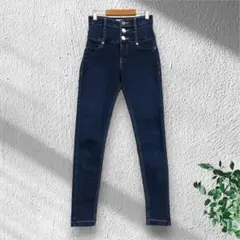 エモダ ELDER ハイウエスト スキニー デニムパンツ 【S】インディゴブルー