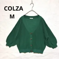 COLZA コルザ ニットカーディガン M 緑 ドロップショルダー バルーン袖